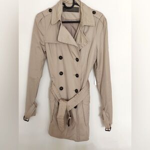 Zara Belted Double Breasted Cotton Trench Coat